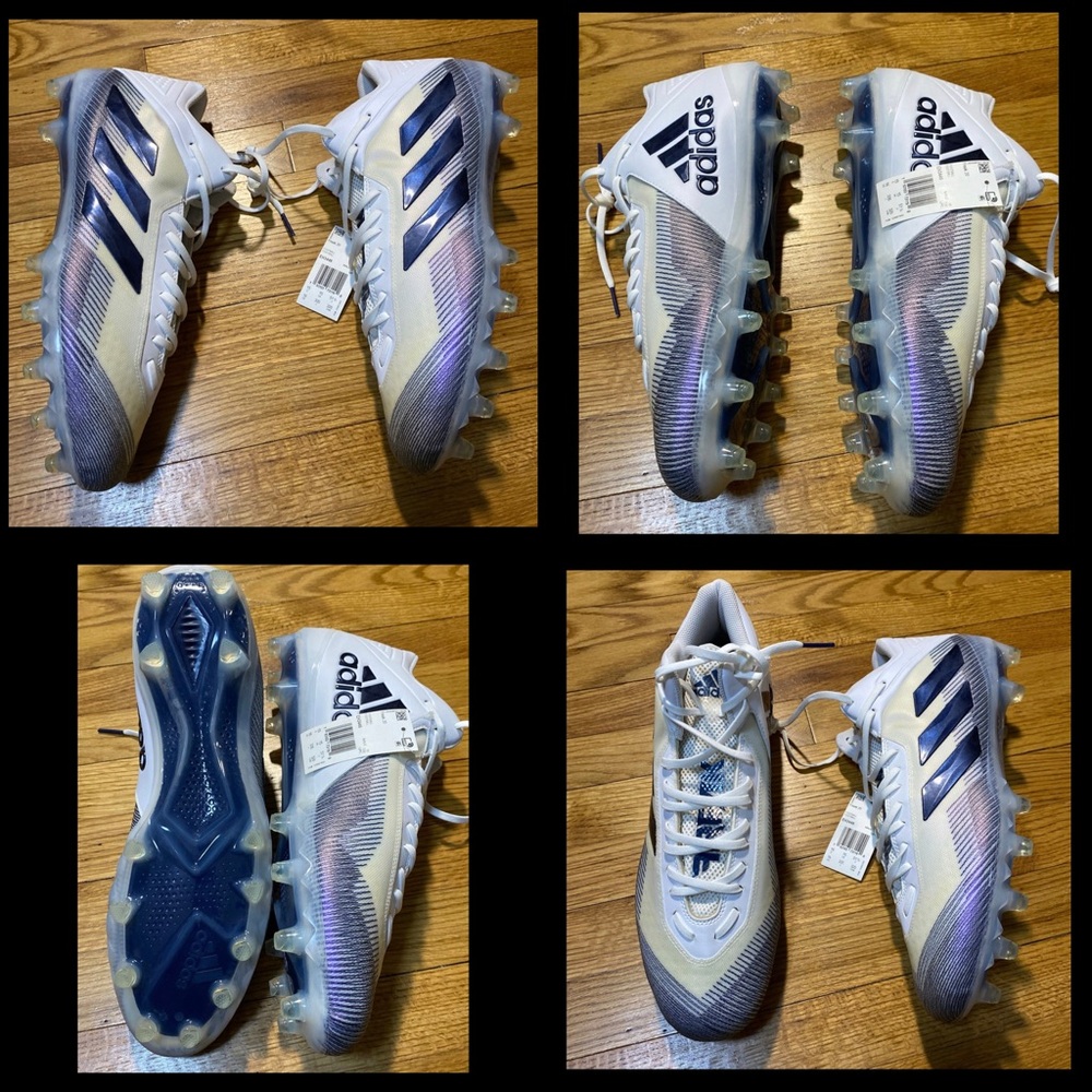 Adidas Football Cleats Adizero 5-Star 7.0 White Blue Men’s Sz 16 New No Box!